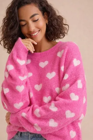 Alter’d State Pink Heart Sweater Size L NWT Cozy Valentine Cottagecore Knit thumbnail 1