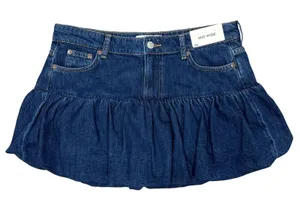 Abercrombie & Fitch Bubble Hem Denim Micro-Mini Jean Skirt 28" Dark Wash Y2K NEW thumbnail 1