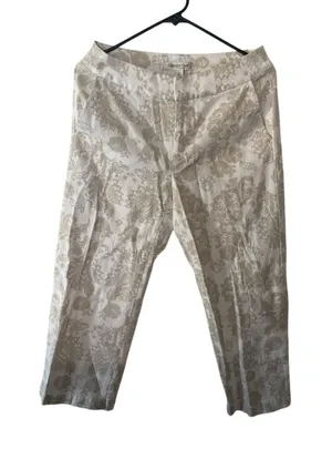 Coldwater Creek Women’s Size 4 White Beige Floral Print Capri Pants Cropped thumbnail 1