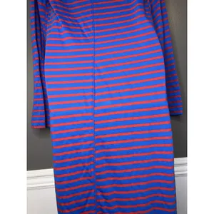 Free People Beach T Shirt Dress Womens Medium Blue Red Stripe Long Sleeve Maxi thumbnail 8