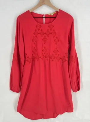 Gianni Bini Mini Dress Womens XS Red Viscose Lace Cutout Detail Keyhole Back‎ thumbnail 1