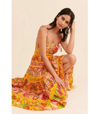 💕FARM RIO💕 Mixed Fruits Paradise Midi Dress ~ Small S NWT thumbnail 8