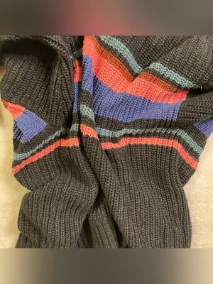 American Eagle Cropped Black Knitted Sweater Colored Stripes size S thumbnail 3
