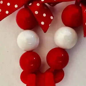 Disney red and white beaded mini mouse bow necklace thumbnail 7