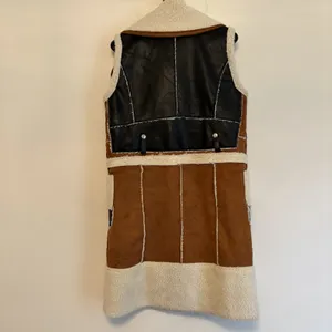 Paparazzi by Biz Sherpa Long Shearling Faux Suede Zip Vest Boho Western‎ S thumbnail 5