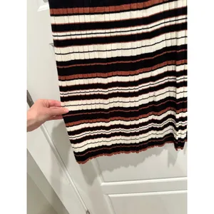 La February Striped Ribbed Knit Maxi‎ Skirt Black Cream Rust Small Boho Prairie thumbnail 6