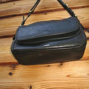 Fossil  Black Leather Crossbody Bag thumbnail 6