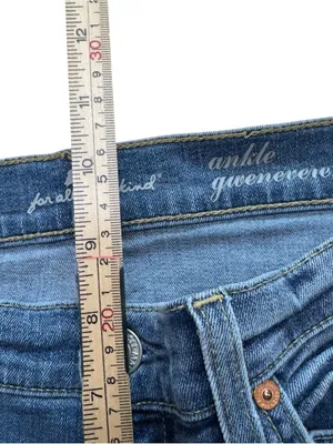 7 For All Mankind Women’s 28 Ankle Gwenevere Skinny Crop Jeans Frayed Hem Blue thumbnail 8