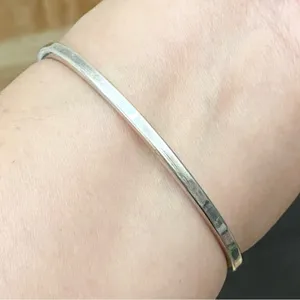 Vintage Alpaca Mexico Mexican Silver Mother of Pearl Inlaid ID Cuff Bracelet thumbnail 5