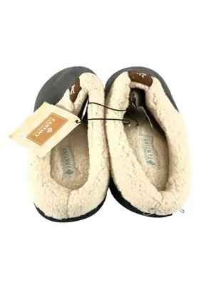 Fantiny Womens Clog Slippers Faux Suede Faux Sherpa Lined Gray Ivory 9-10 thumbnail 3