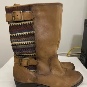 Gianni Bini Boots Womens Brown Leather Western Shoes Comfort Mid Calf Tapestry thumbnail 5
