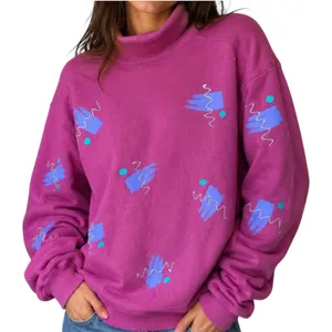 Vintage Sally Too Sweatshirt 80s Turtleneck All Over Print Pink Zumba Medium thumbnail 1