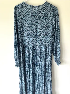 Zara The Angel Dress Blue Abstract Tiered Midi Dress Long Sleeves Flowy Boho thumbnail 9