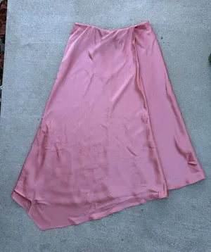 Alice + Olivia Pink Satin Asymmetrical Evening Formal Skirt Coquette Women's 4 thumbnail 1
