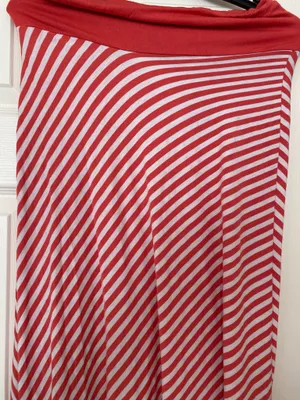 Size Medium long orange striped fold over waist skirt thumbnail 2