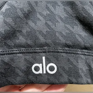 Alo Yoga Houndstooth Gratitude Padded Sports Bra Black Grey Size M thumbnail 7