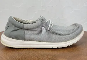 Hey Dude Womens Wally Shoes‎ 7 Sparkling Grey Lace Up Light-Weight Flat Loafers thumbnail 1