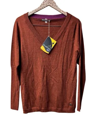 Smartwool Front Range Merino Wool Knit Sweater Cinnamon Heather Large NEW READ thumbnail 1