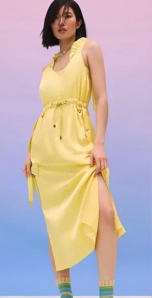 Love The Label Anthropologie Sleeveless Utility‎ Dress Yellow Size XS thumbnail 1
