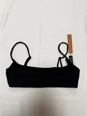 SKIMS Classic Swim Square Neck Scoop Top Black Sz XS NWT Adjustable Straps thumbnail 2