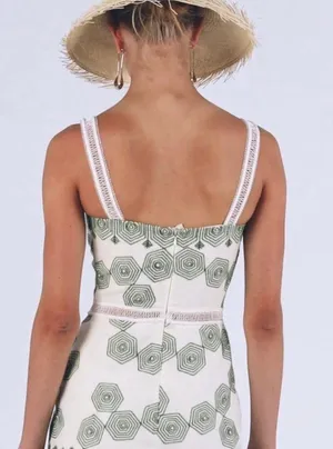 Alexis Delanna Ladder-Stitch Mermaid Dress in Green Embroidery thumbnail 4