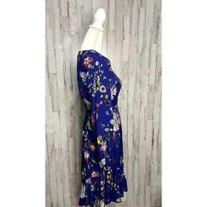 Maeve by Anthropologie Women's XS Blue Floral Long Sleeve Knee Length Dress‎ thumbnail 5