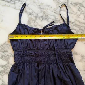 NWT Quince 100% Organic Cotton Keyhole Midi Dress Navy Blue Sz S thumbnail 9