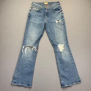 MOTHER The Tripper High Rise‎ Straight Leg Distressed Jeans Blue Size 24 READ thumbnail 1