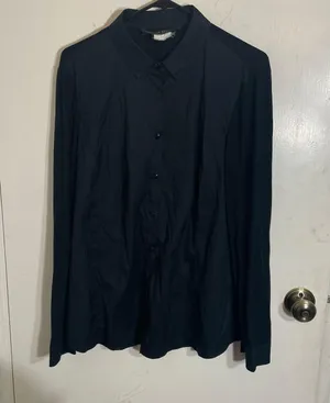 Collared Silk Button Down Blouse thumbnail 1