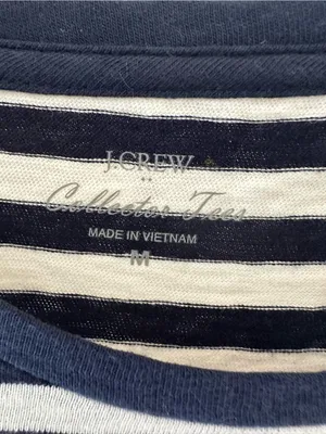 J. Crew Navy & White Striped Tee with Pink Sequin Flamingo thumbnail 4
