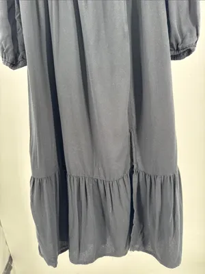 And Now This square neck Black Long-Sleeve Midi Dress slit M casual witchy thumbnail 5