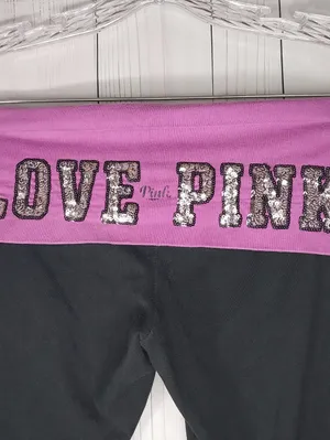 Victoria's Secret PINK Fold Over Yoga Y2K Retro Casual Leggings thumbnail 8