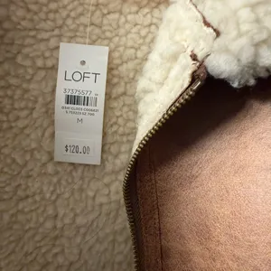 LOFT Tan Shearling Vest with Cream Lining thumbnail 2