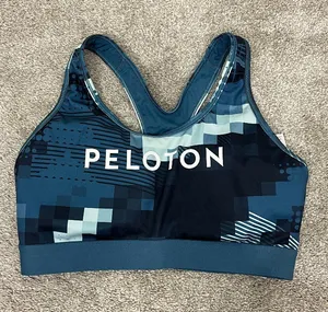 adidas x Peloton Blue Camo Print Digi Motion Heat Sports Bra Size Large NWT thumbnail 1