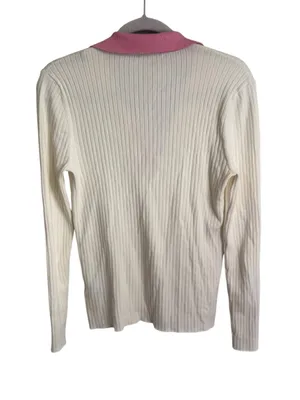 J.McLaughlin Michaela Top Ribbed Vneck Off White M thumbnail 3