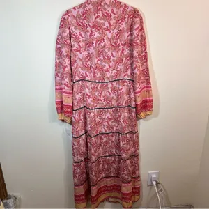 ✨ Dress Blank Printed Tiered‎ Maxi Dress Pink XS NWT NO BELT thumbnail 12