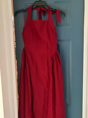 NEW Le Lis Burgundy Halter Midi Dress with Lace Trim – Small thumbnail 6