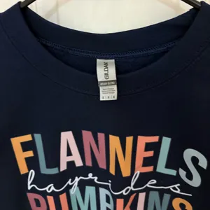 Gildan Fall Themed Screen Print Crewneck Sweatshirt in Navy thumbnail 3