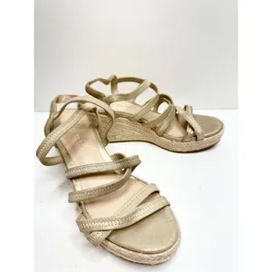 Pelle Moda Gold Metallic Strappy Espadrille Wedge Summer Sandals‎ 6.5M thumbnail 6