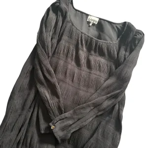 GANNI Plisse Georgette Mini Dress Black Sz‎ 40 (US 8/10) thumbnail 5