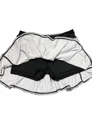 Kyodan Striped Athletic Skort Built-In Shorts Tennis Golf Running XS Black and White thumbnail 5