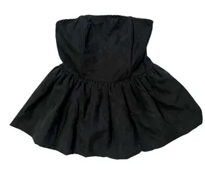 Cider Black Strapless Peplum Top Sleeveless Smocked Back NWT Size S thumbnail 1
