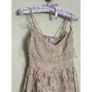 En Saison Anthropologie XS Beige Lace Midi Maxi Dress Wedding Guest Semi Formal thumbnail 3