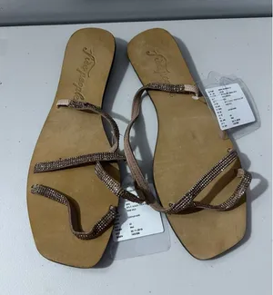 Free People Rose Gold Crystal Cove Strappy Sparkle Sandal Size 9.5/10 ‎ Euro 40 thumbnail 1