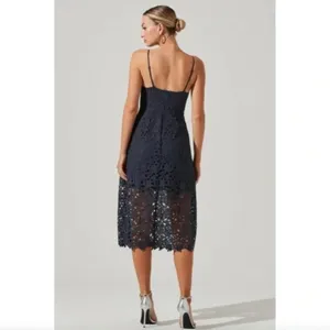 Astr The Label Lace A-Line Midi Dress Navy thumbnail 3