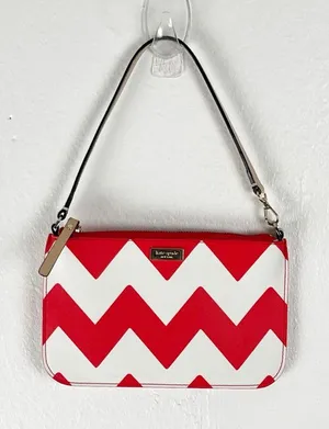 KATE SPADE South of the Border Lolly Red White Chevron Pattern Wristlet Boho thumbnail 1