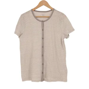 Charter Club Intimates Pajama Set Womens S Gray White Striped Cotton Sleepwear thumbnail 2