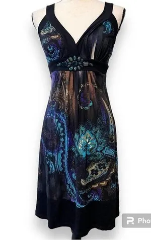 Karen Kane womens small fall fantasy dress with jewels workwear cruisewear nwt thumbnail 1