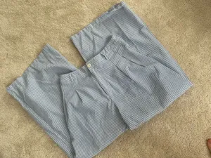 SheIn Blue & white striped cotton pants thumbnail 3