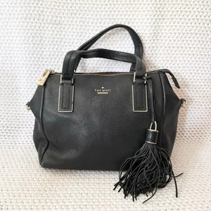 Kate Spade Small Top Zip Alena Black Leather Satchel Shoulder Bag Tassel Fob thumbnail 2